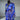 1970s Vintage Blue  Floral Print Long Sleeve  Maxi Dress M